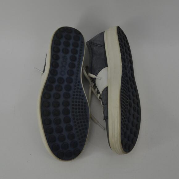 ECCO Soft Gray-Blue White Sneakers Lace Up Mens Leather SZ 7 - Picture 8 of 10